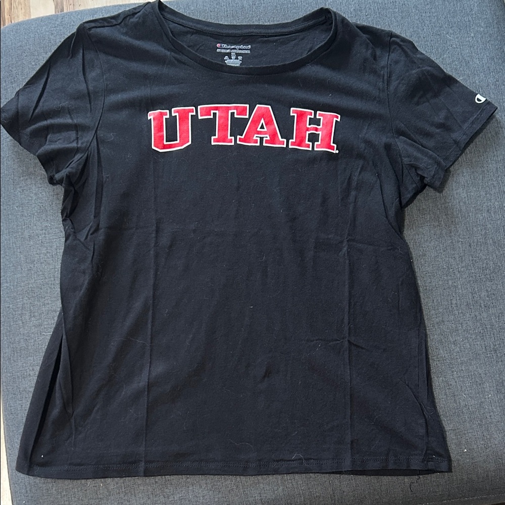 Champion Black and Red Utah Women's Tee